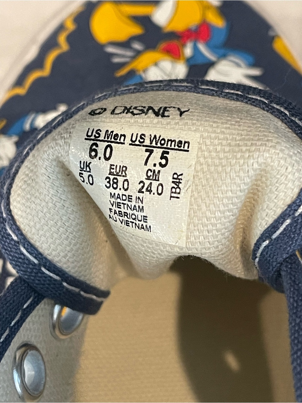 Vans Donald Duck Comic Print Slip-On Sneakers - Navy, Yellow, White, Red - Picture 6 of 7